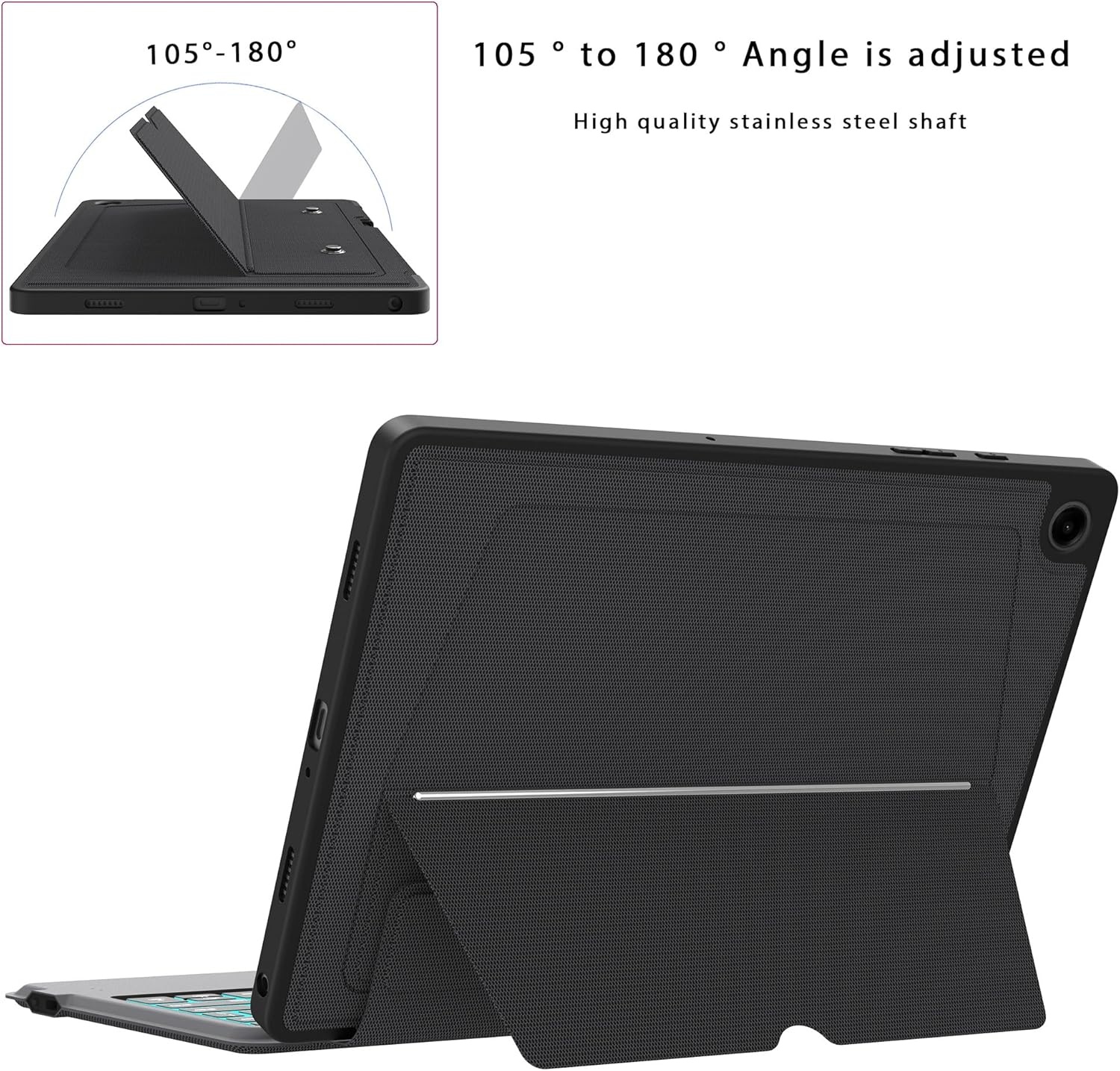 Hoes met QWERTZ Toetsenbord voor Samsung Galaxy Tab A9 Plus 11 Inch met Trackpad en Verstelbare Kickstand - Grijs