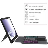 Hoes met QWERTZ Toetsenbord voor Samsung Galaxy Tab A9 Plus 11 Inch met Trackpad en Verstelbare Kickstand - Grijs
