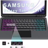 Hoes met QWERTZ Toetsenbord voor Samsung Galaxy Tab A9 Plus 11 Inch met Trackpad en Verstelbare Kickstand - Grijs