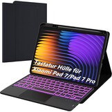 ROOFEI For Xiaomi Pad 7/Pad 7 Pro 11.2 Inch Case with Keyboard: 7-Colour Lighting, Smart Touchpad, Removable QWERTZ Layout Keyboard Case with Pen Holder for Xiaomi Pad 7/Pad 7 Pro 11.2 Inch 2024