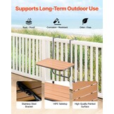 VEVOR Balkonhangtafel, 63,5 x 61 cm opvouwbare balkonrelingtafel, outdoor serveerbar, ruimtebesparend bureau, 4 niveaus verstelbaar, geschikt voor reling van 2,5 cm tot 21 cm, voor tuin, terras - Maat 595 x 620 x 800 mm