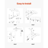 VEVOR Balkonhangtafel, 63,5 x 61 cm opvouwbare balkonrelingtafel, outdoor serveerbar, ruimtebesparend bureau, 4 niveaus verstelbaar, geschikt voor reling van 2,5 cm tot 21 cm, voor tuin, terras - Maat 595 x 620 x 800 mm