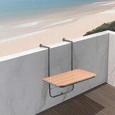 VEVOR Balkonhangtafel, 63,5 x 61 cm opvouwbare balkonrelingtafel, outdoor serveerbar, ruimtebesparend bureau, 4 niveaus verstelbaar, geschikt voor reling van 2,5 cm tot 21 cm, voor tuin, terras - Maat 595 x 620 x 800 mm