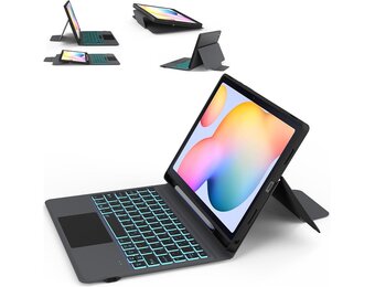 ROOFEI Toetsenbordhoes met toetsenbord en touchpad voor Samsung Galaxy Tab S6 Lite 10.4 inch (2020/2022) - QWERTZ Duits
