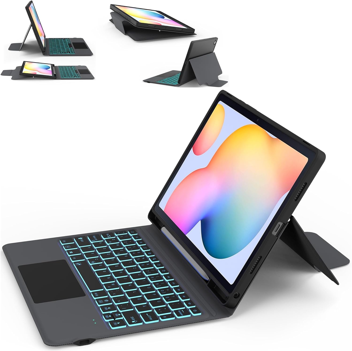 ROOFEI Toetsenbordhoes met toetsenbord en touchpad voor Samsung Galaxy Tab S6 Lite 10.4 inch (2020/2022) - QWERTZ Duits