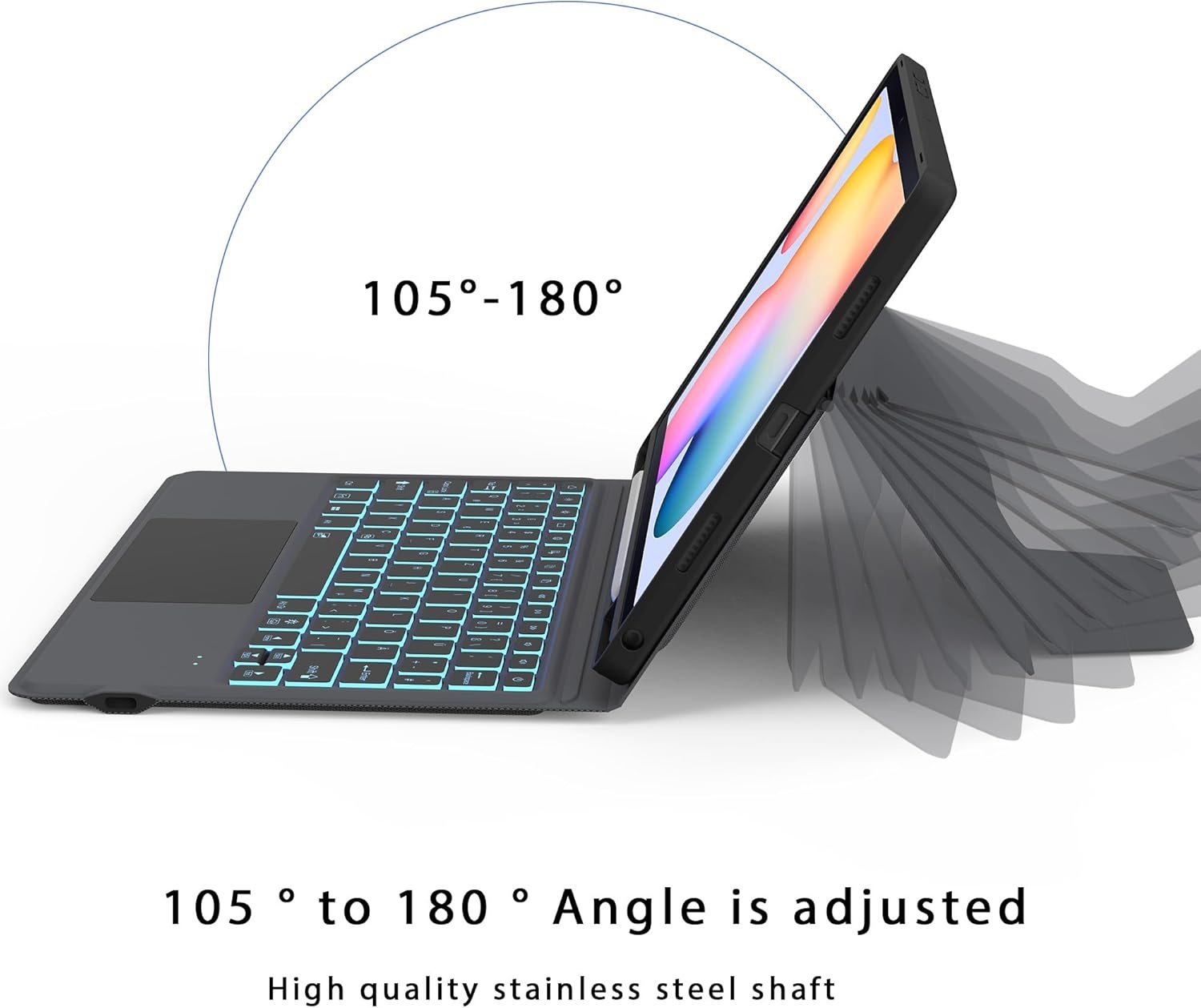 ROOFEI Toetsenbordhoes met toetsenbord en touchpad voor Samsung Galaxy Tab S6 Lite 10.4 inch (2020/2022) - QWERTZ Duits