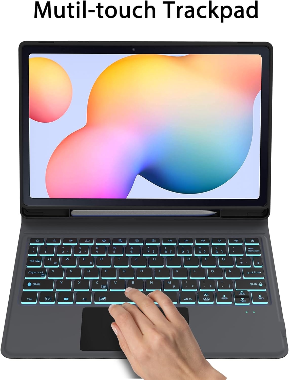 ROOFEI Toetsenbordhoes met toetsenbord en touchpad voor Samsung Galaxy Tab S6 Lite 10.4 inch (2020/2022) - QWERTZ Duits