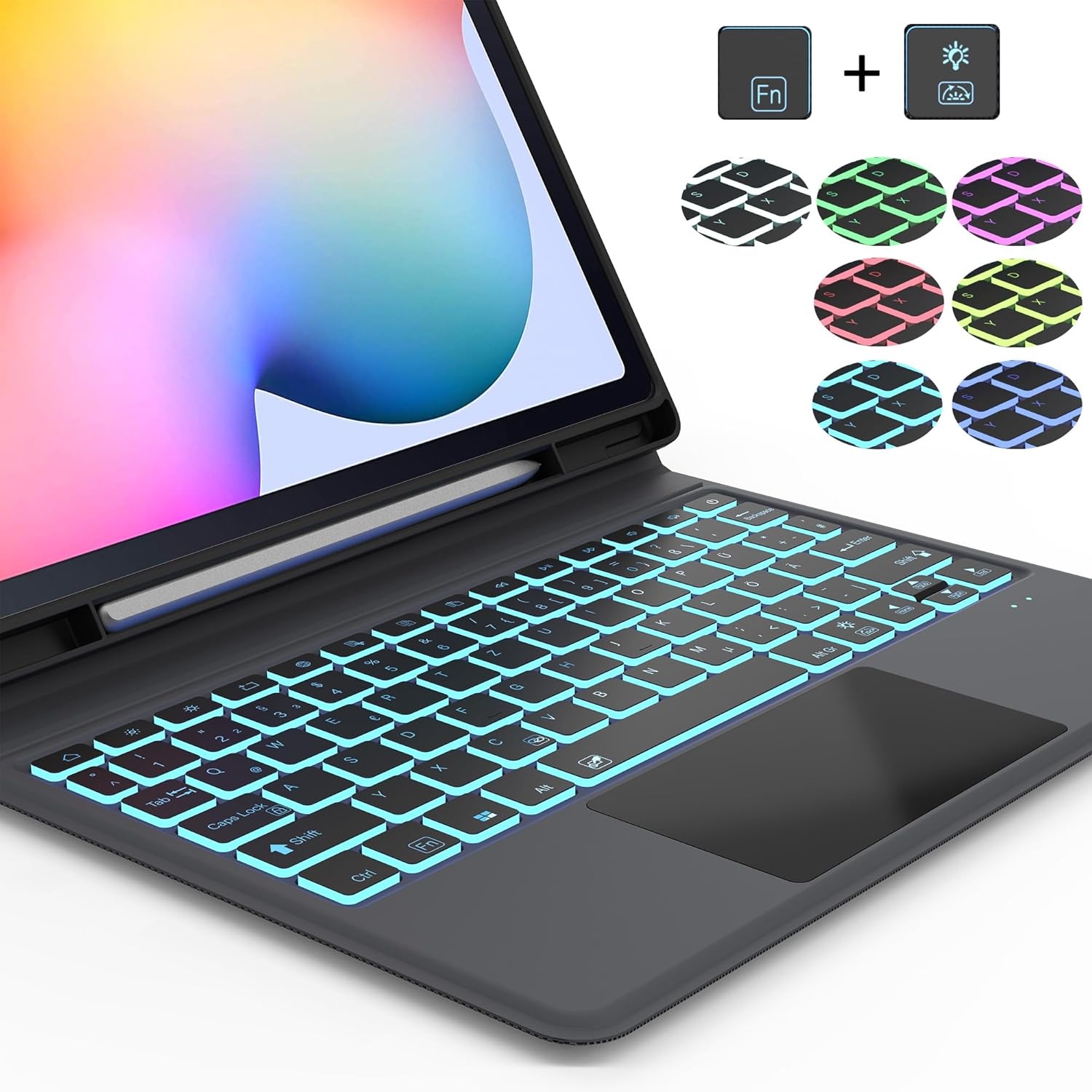 ROOFEI Toetsenbordhoes met toetsenbord en touchpad voor Samsung Galaxy Tab S6 Lite 10.4 inch (2020/2022) - QWERTZ Duits