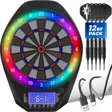 Elektronisch dartbord, dartbord met led-verlichte cijfers voor volwassenen, 12 dartpijlen en reservepunten, geschikt voor feestjes en spelletjesavonden