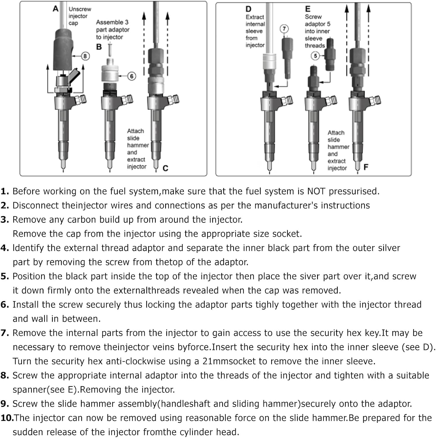 DAYUAN Injectie Injector Trekker Gereedschapset Diesel Injector Verwijderaar met Adapters