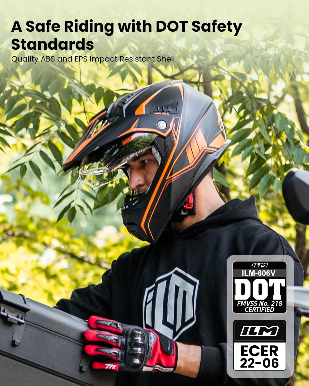 ILM Motorhelm Heren Dames Motorcross Helm Motorfiets Volgelaatshelm ATV Dirt Bike ECE Model-606V - Maat M