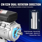 VEVOR Elektromotor 0,55 kW eenfasige luchtcompressormotor, 1400 tpm, AC 220-240 V, 4,5 A, frame 80, B3, 19 mm clavesas, CW/CCW-rotatie voor landbouwmachines en uitrusting