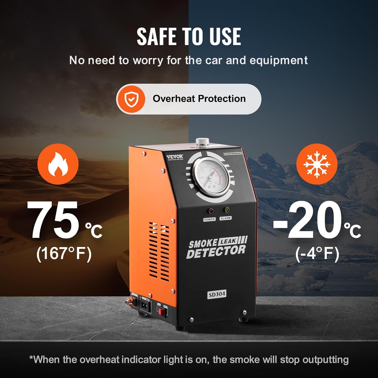 VEVOR Rookmelder voor auto, 8 l/min, rookmodus in luchtmodus, lekmelder, diagnoseapparaat voor lekken -20 °C tot 75 °C, 154 x 173 x 290 mm, 19-23 psi