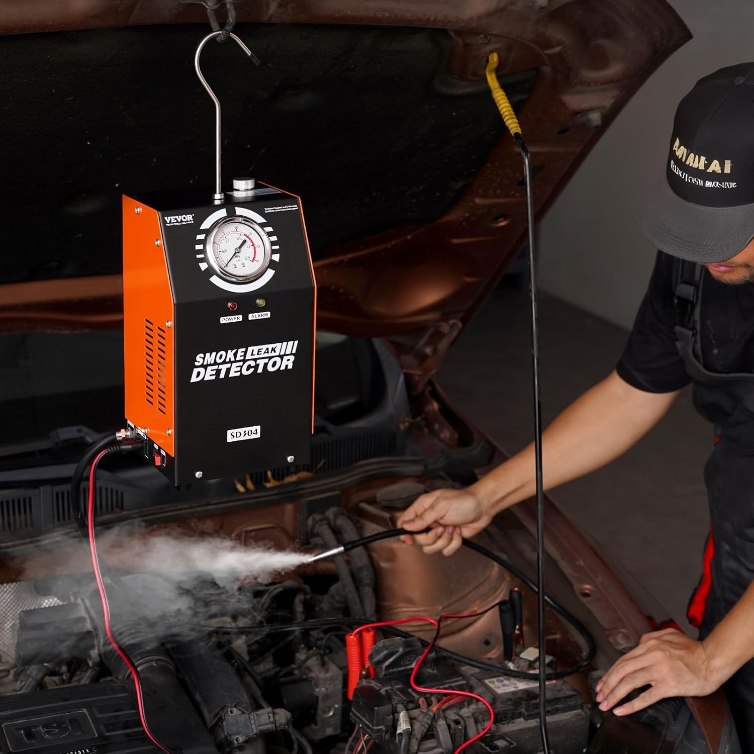 VEVOR Rookmelder voor auto, 8 l/min, rookmodus in luchtmodus, lekmelder, diagnoseapparaat voor lekken -20 °C tot 75 °C, 154 x 173 x 290 mm, 19-23 psi