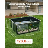 VEVOR Visvijver van zeildoek, 480 l vistank, pvc-koitank met transparant kijkvenster, goudvistank met roestvrijstalen frame en afvoerventiel, voor kweek van koi, goudvis (zwart)