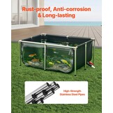 VEVOR Visvijver van zeildoek, 480 l vistank, pvc-koitank met transparant kijkvenster, goudvistank met roestvrijstalen frame en afvoerventiel, voor kweek van koi, goudvis (zwart)