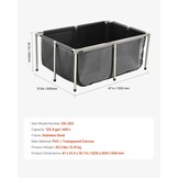 VEVOR Visvijver van zeildoek, 480 l vistank, pvc-koitank met transparant kijkvenster, goudvistank met roestvrijstalen frame en afvoerventiel, voor kweek van koi, goudvis (zwart)