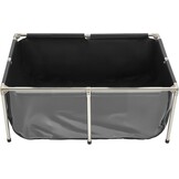 VEVOR Visvijver van zeildoek, 480 l vistank, pvc-koitank met transparant kijkvenster, goudvistank met roestvrijstalen frame en afvoerventiel, voor kweek van koi, goudvis (zwart)