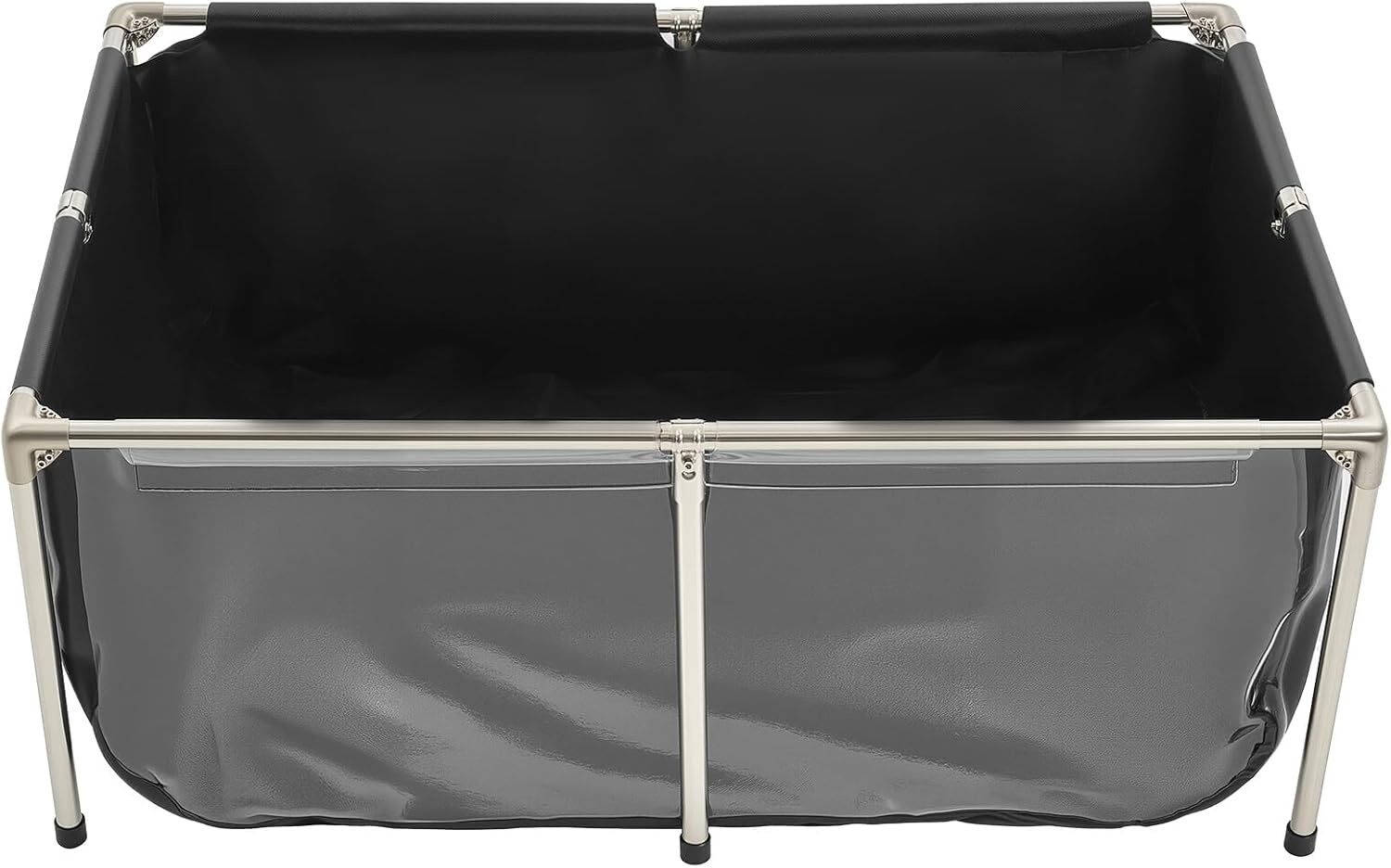 VEVOR Visvijver van zeildoek, 480 l vistank, pvc-koitank met transparant kijkvenster, goudvistank met roestvrijstalen frame en afvoerventiel, voor kweek van koi, goudvis (zwart)