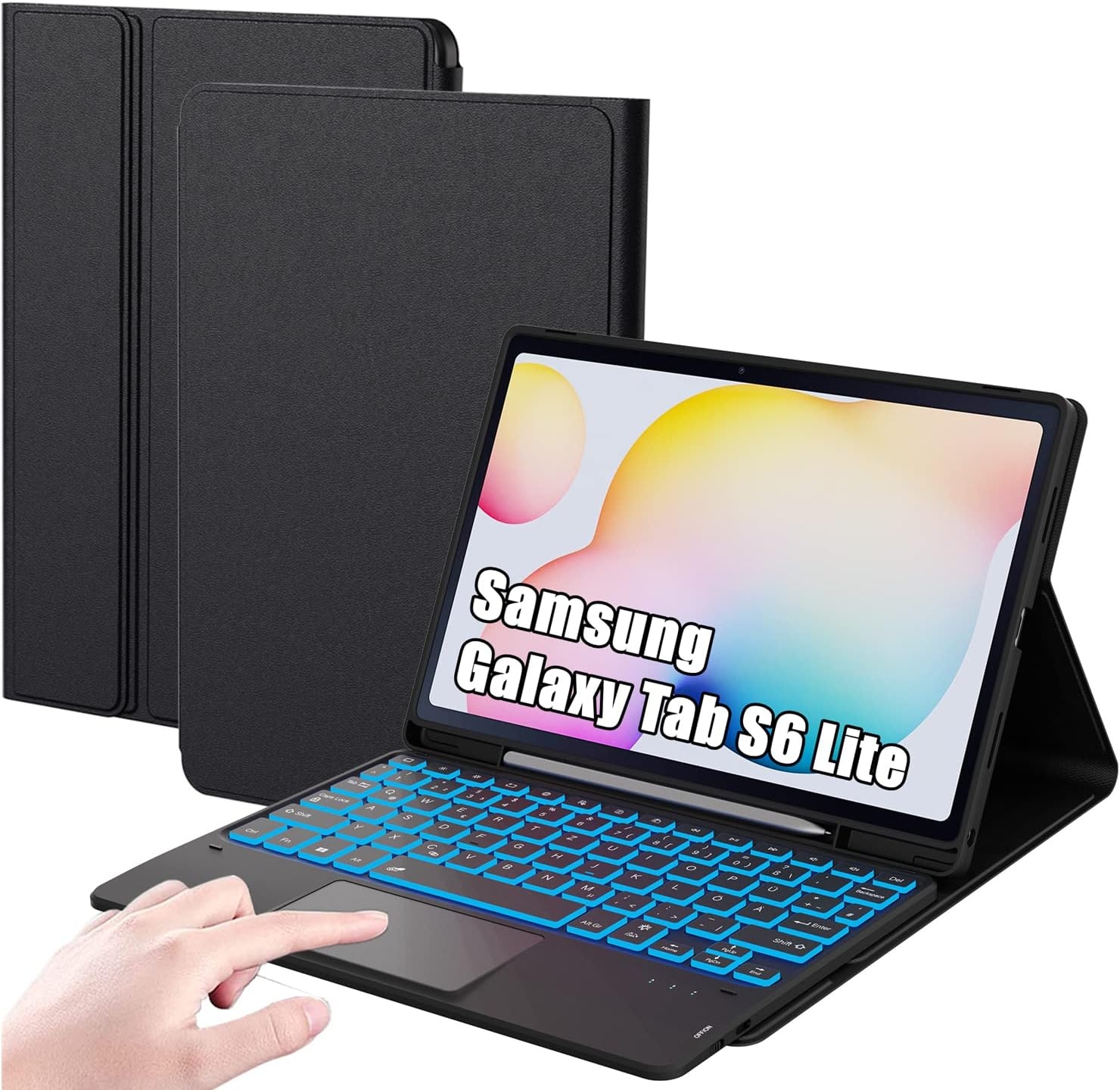 ROOFEI Toetsenbordhoes met QWERTZ Toetsenbord en Touchpad voor Samsung Galaxy Tab S6 Lite 10.4 inch