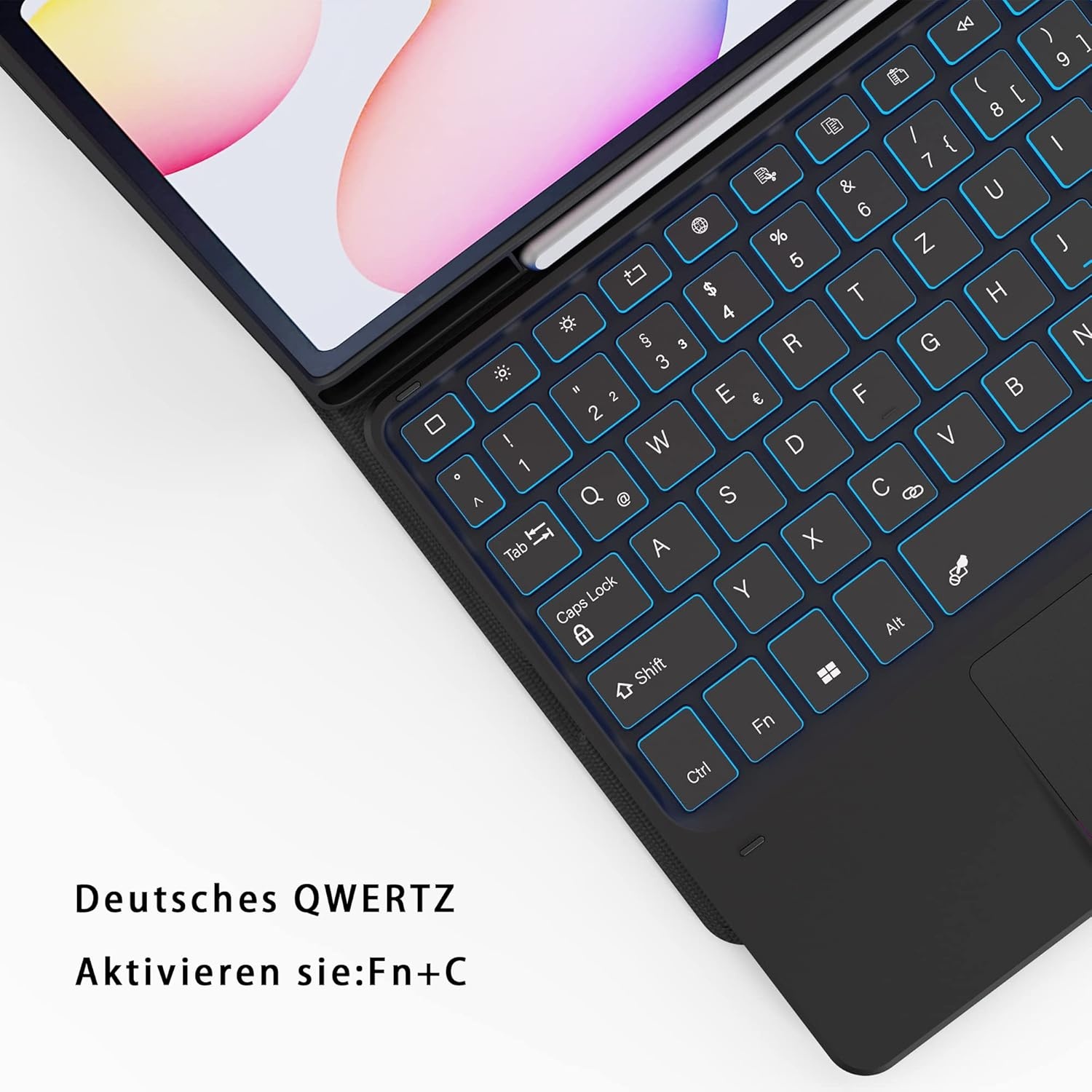 ROOFEI Toetsenbordhoes met QWERTZ Toetsenbord en Touchpad voor Samsung Galaxy Tab S6 Lite 10.4 inch