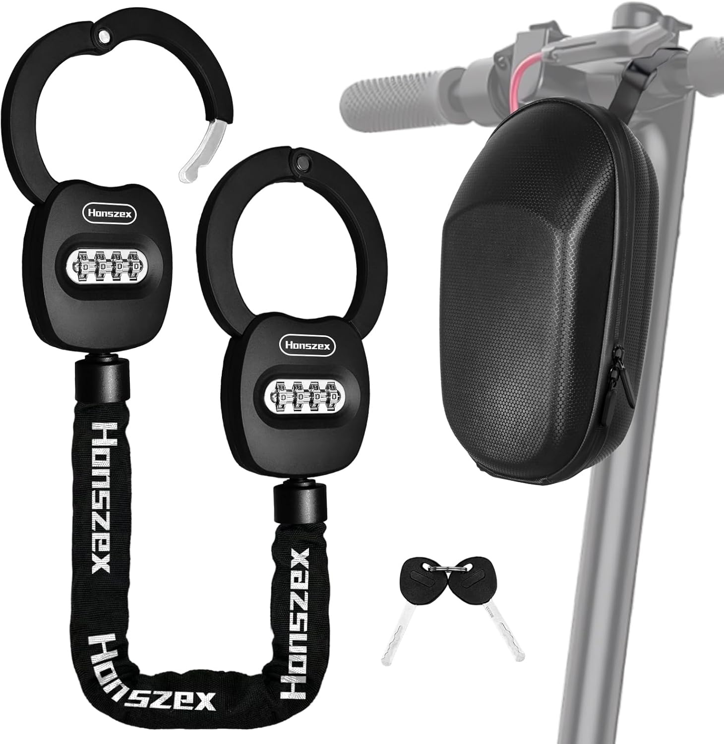 E-scooter slot met tas, handschoenvormig cijferslot van zinklegering, 31.8 inch, inclusief waterdichte opberghoes