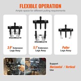 VEVOR 14-delige lagertrekkerset, 5 ton lagerscheider, rondselwiellagerverwijderingsset met 2 "en 3" kaken, wielnaafastrekkerset, heavy-duty lagersplittergereedschapset met koffer