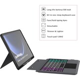 ROOFEI QWERTZ Toetsenbordhoes met Touchpad en Verlichting voor Samsung Galaxy Tab S10 Lite/S10 FE/S9 FE/S9