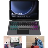 ROOFEI QWERTZ Toetsenbordhoes met Touchpad en Verlichting voor Samsung Galaxy Tab S10 Lite/S10 FE/S9 FE/S9