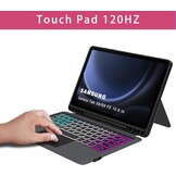 ROOFEI QWERTZ Toetsenbordhoes met Touchpad en Verlichting voor Samsung Galaxy Tab S10 Lite/S10 FE/S9 FE/S9