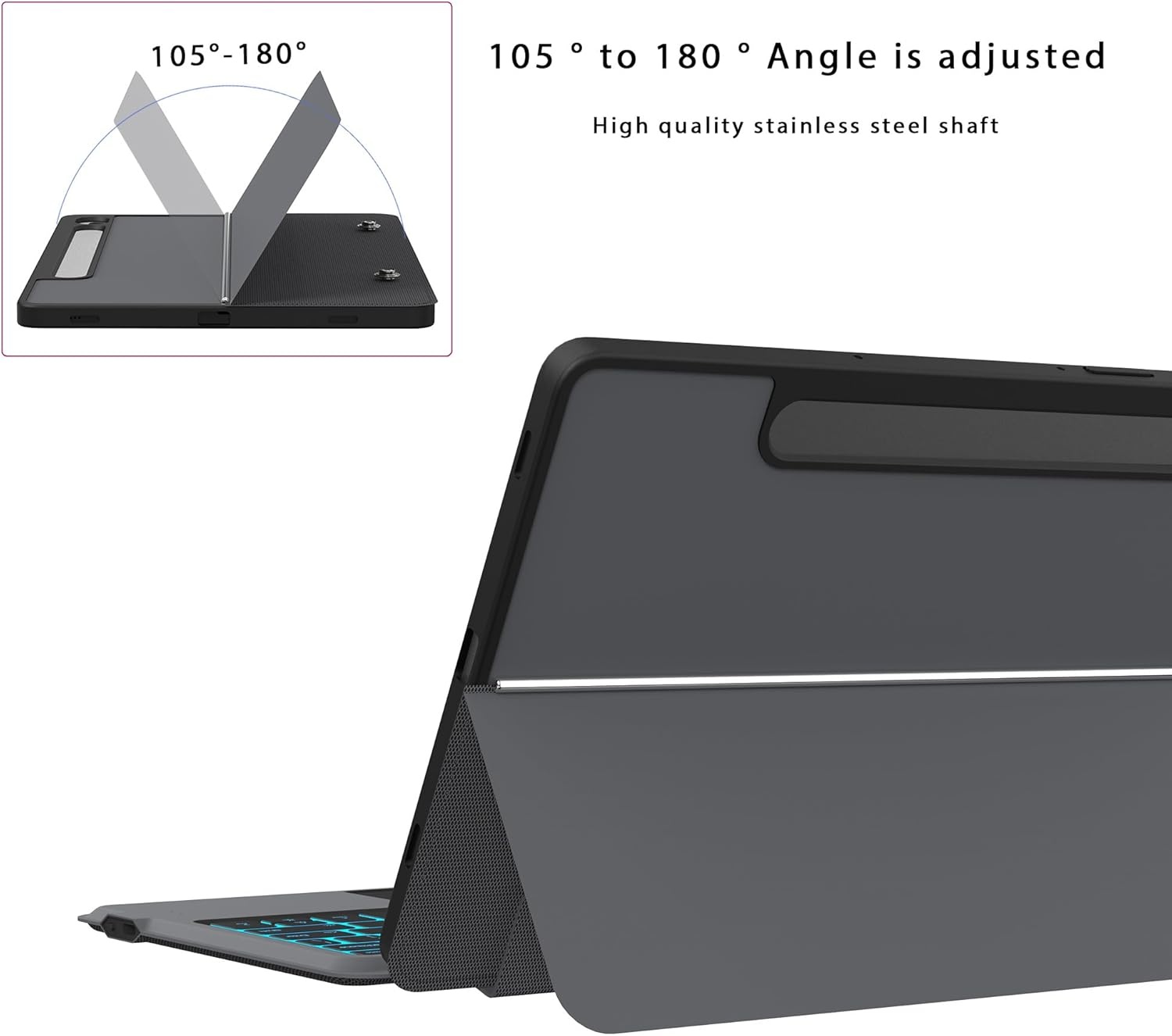 ROOFEI QWERTZ Toetsenbordhoes met Touchpad en Verlichting voor Samsung Galaxy Tab S10 Lite/S10 FE/S9 FE/S9