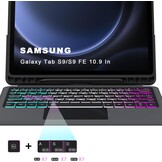 ROOFEI QWERTZ Toetsenbordhoes met Touchpad en Verlichting voor Samsung Galaxy Tab S10 Lite/S10 FE/S9 FE/S9