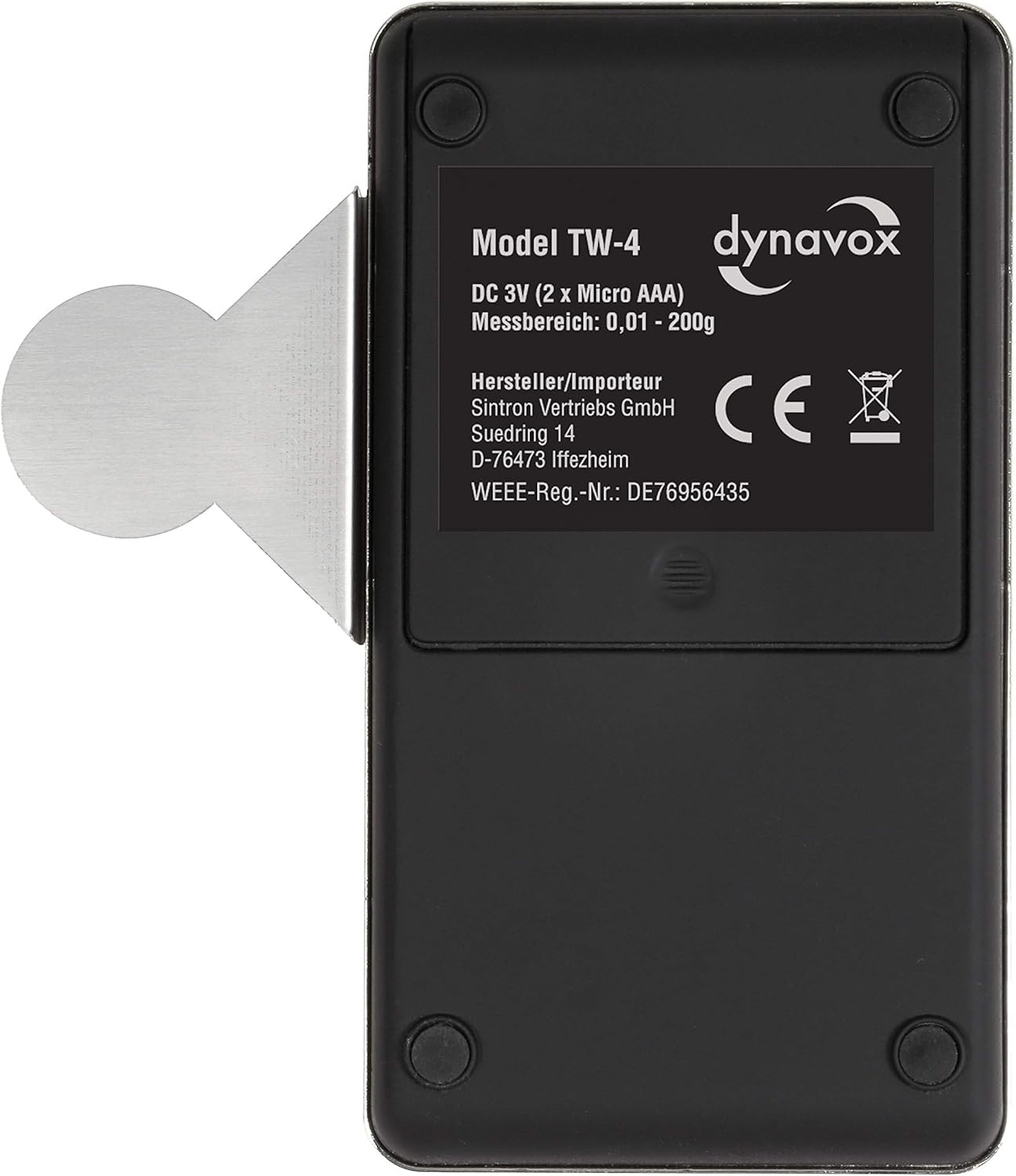 Dynavox Elektronische geluidsarmweegschaal TW-4, bepalen en instellen van de steunkracht voor platenspeler pick-up, antimagnetische pad, hoge nauwkeurigheid zilver