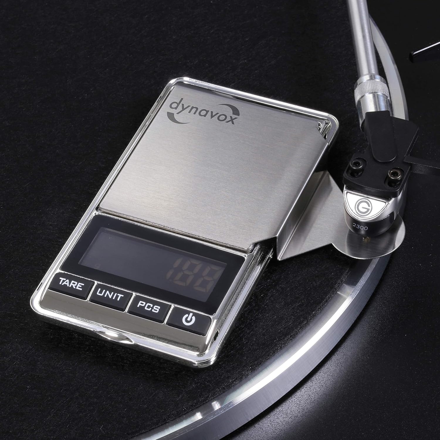 Dynavox Elektronische geluidsarmweegschaal TW-4, bepalen en instellen van de steunkracht voor platenspeler pick-up, antimagnetische pad, hoge nauwkeurigheid zilver