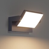 Klighten 24 W led-wandlamp voor buiten, binnen, draaibaar, IP65 waterdicht, modern, verstelbare wandlamp voor tuin, ingang, terras, antraciet, 1500 lm, warm wit, 3000 K