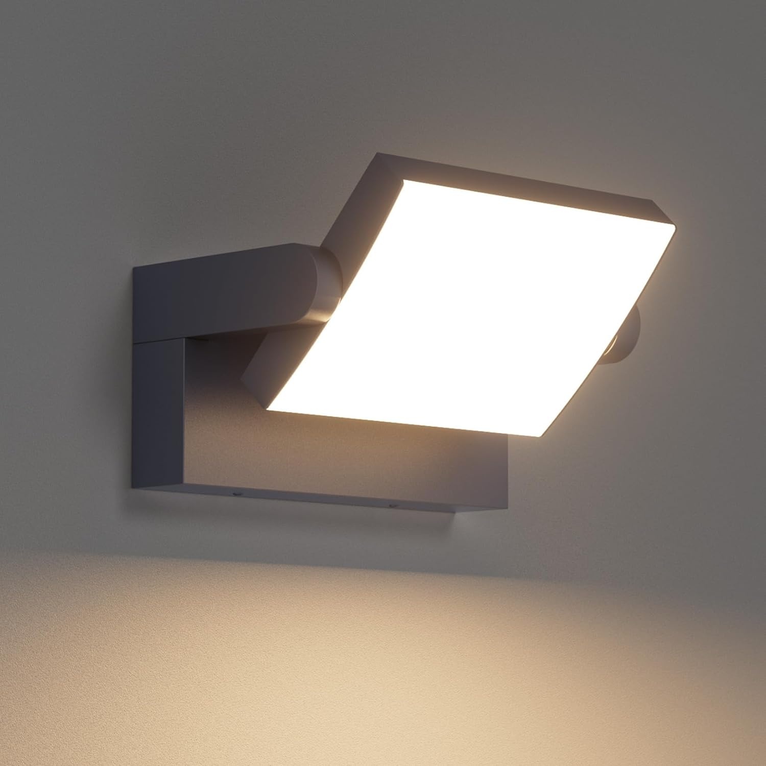 Klighten 24 W led-wandlamp voor buiten, binnen, draaibaar, IP65 waterdicht, modern, verstelbare wandlamp voor tuin, ingang, terras, antraciet, 1500 lm, warm wit, 3000 K
