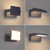 Klighten 24 W led-wandlamp voor buiten, binnen, draaibaar, IP65 waterdicht, modern, verstelbare wandlamp voor tuin, ingang, terras, antraciet, 1500 lm, warm wit, 3000 K