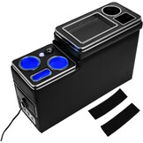 GEARMONSTER Middenconsole met opbergvakken, middenconsole box met drinkhouder, USB-aansluiting, LED-verlichting, sigarettenaansteker compatibel met VW T5 T6 T6.1, Zwart