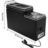 GEARMONSTER Middenconsole met opbergvakken, middenconsole box met drinkhouder, USB-aansluiting, LED-verlichting, sigarettenaansteker compatibel met VW T5 T6 T6.1, Zwart