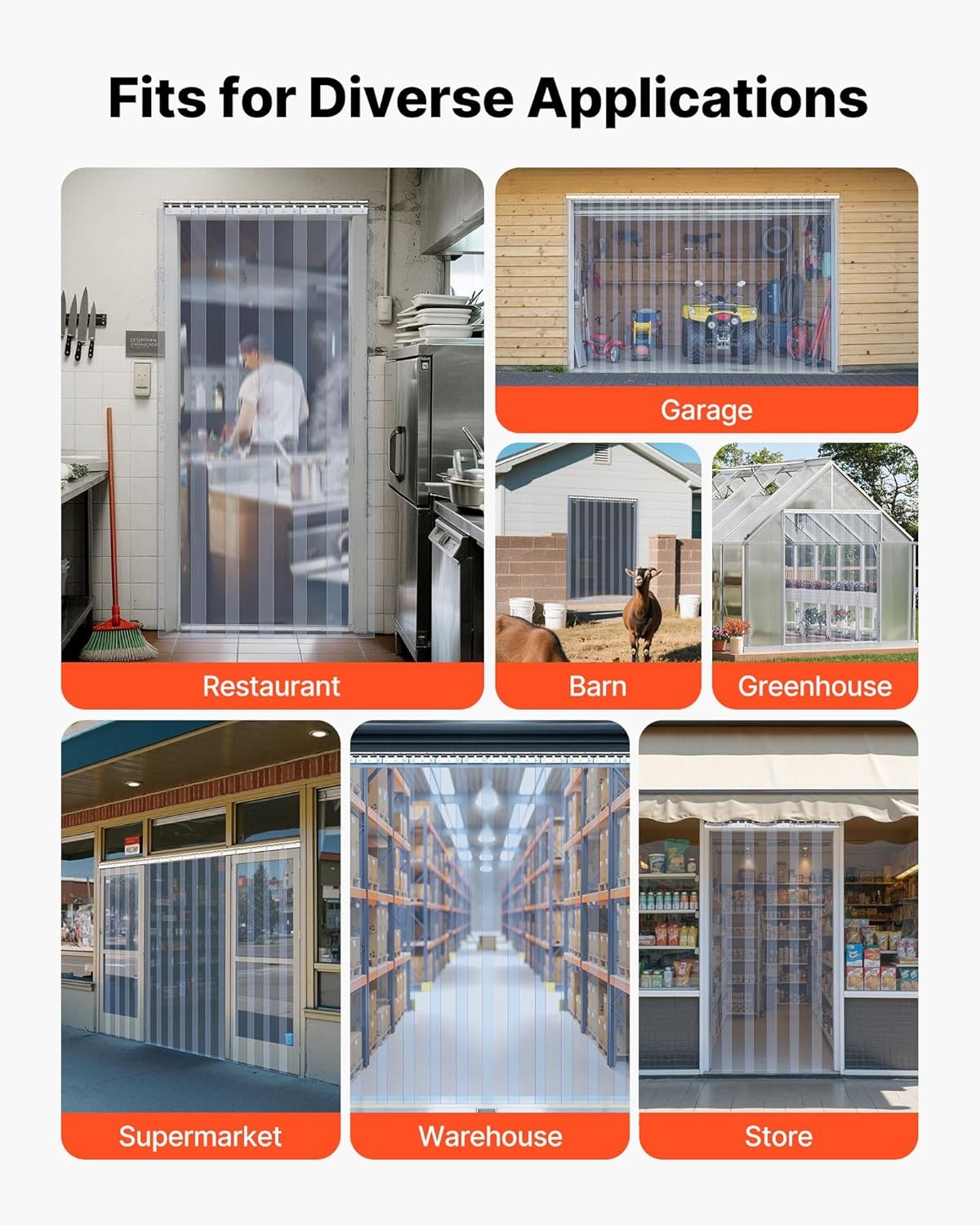 PVC Lamellen Gordijn voor Koelcel Vriezer Magazijn Garage | 122x213,4 cm | 2 mm dik | 8 stroken | Transparant Waterdicht