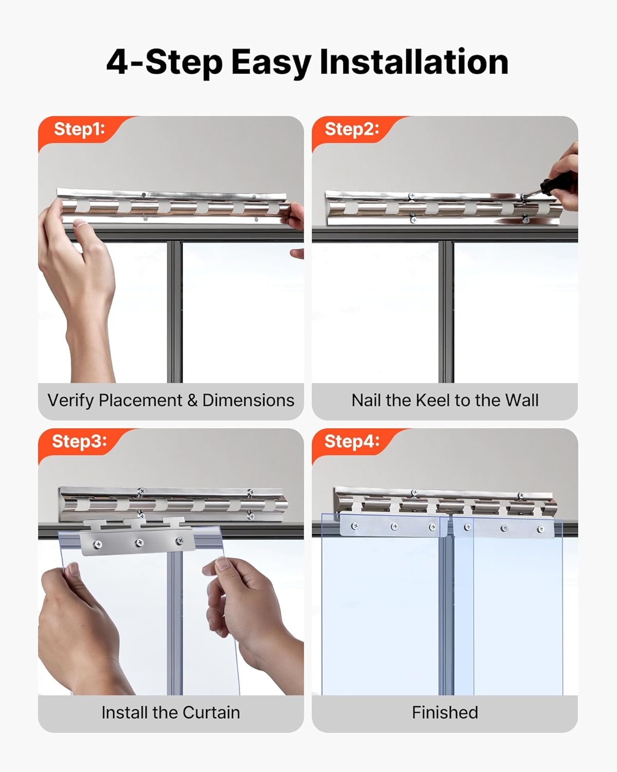 PVC Lamellen Gordijn voor Koelcel Vriezer Magazijn Garage | 122x213,4 cm | 2 mm dik | 8 stroken | Transparant Waterdicht