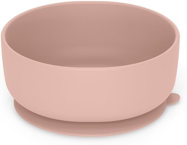 Suavinex, Siliconen servies, met zuignap, 4-delig, kom + bord + mok + lepel, antislip, stapelbaar, vaatwasmachinebestendig en magnetronbestendig. + 4 maanden. Roze