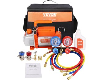 VEVOR Vacuümpomp Set 100 L/min voor Airconditioning en Koelsystemen - Inclusief Manometer en Slangen