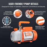 VEVOR Vacuümpomp Set 100 L/min voor Airconditioning en Koelsystemen - Inclusief Manometer en Slangen
