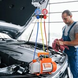VEVOR Vacuümpomp Set 100 L/min voor Airconditioning en Koelsystemen - Inclusief Manometer en Slangen