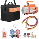 VEVOR Vacuümpomp Set 100 L/min voor Airconditioning en Koelsystemen - Inclusief Manometer en Slangen