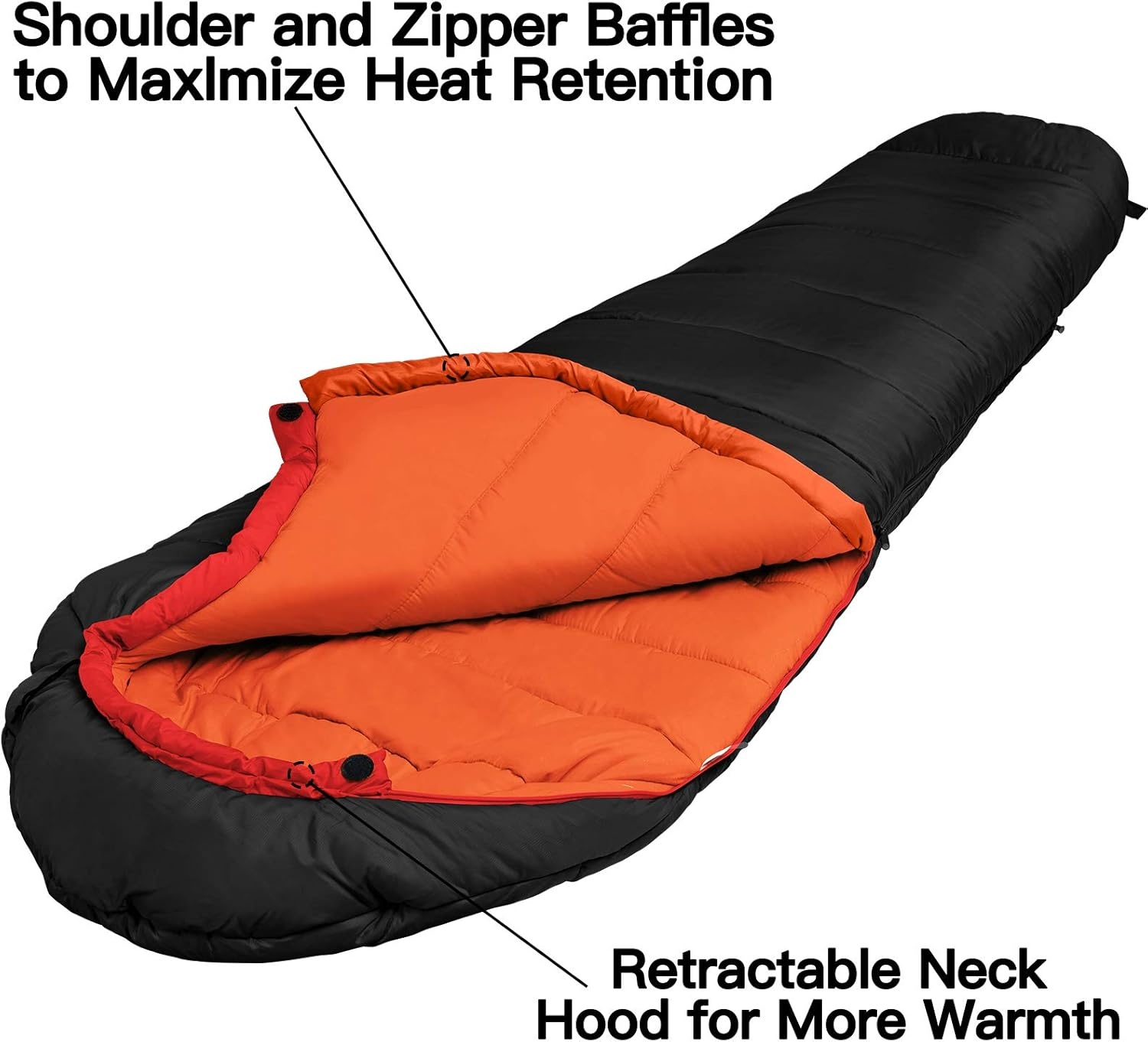 Bessport Slaapzak Mummy Zwart - 4 Seizoenen, Lichtgewicht & Wasbaar voor Backpacken en Outdoor