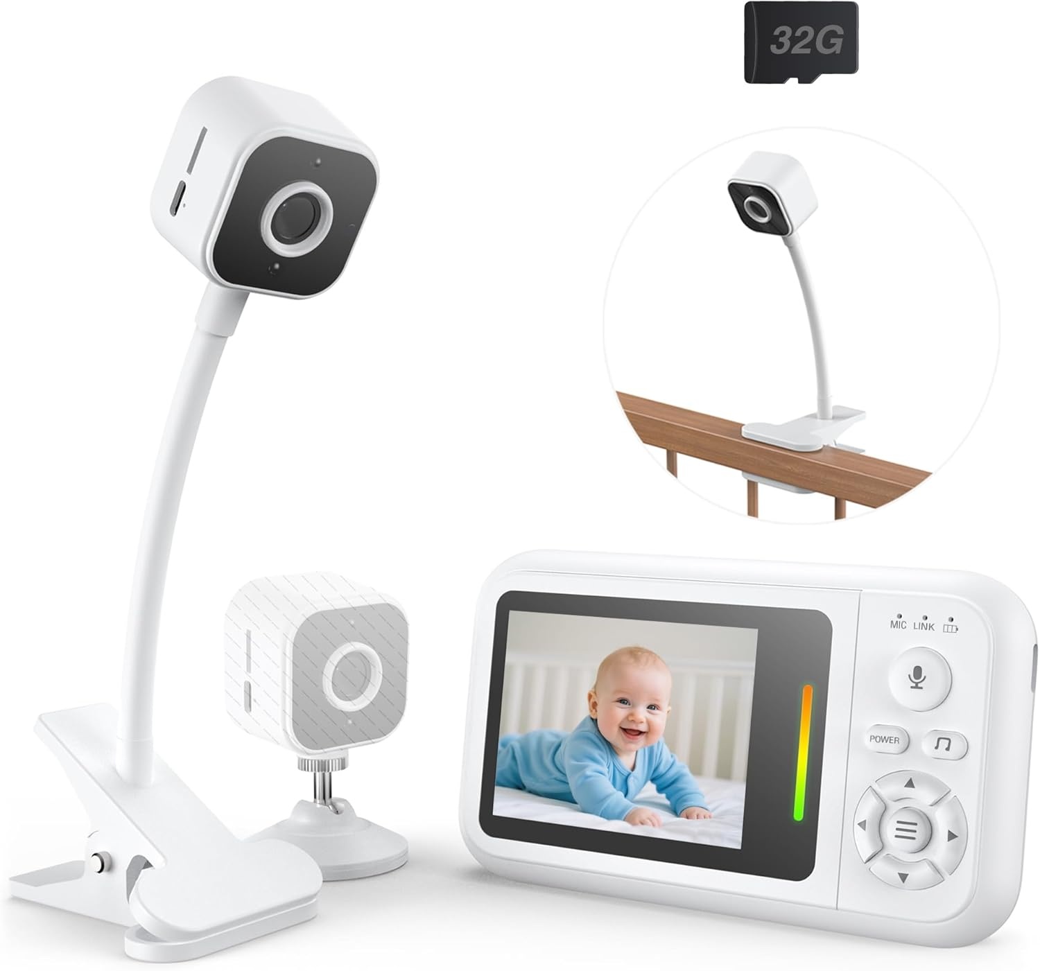 NUOTUN Babyfoon met camera met nachtzicht, temperatuuralarm en 2,4G draadloze verbindingstechnologie (62B-C)