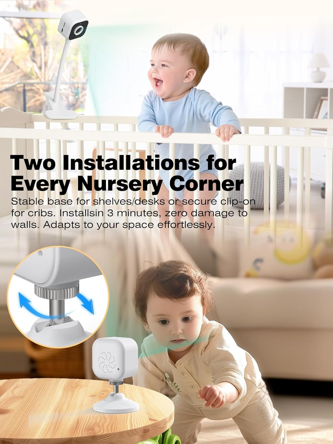 NUOTUN Babyfoon met camera met nachtzicht, temperatuuralarm en 2,4G draadloze verbindingstechnologie (62B-C)