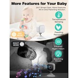 NUOTUN Babyfoon met camera met nachtzicht, temperatuuralarm en 2,4G draadloze verbindingstechnologie (62B-C)